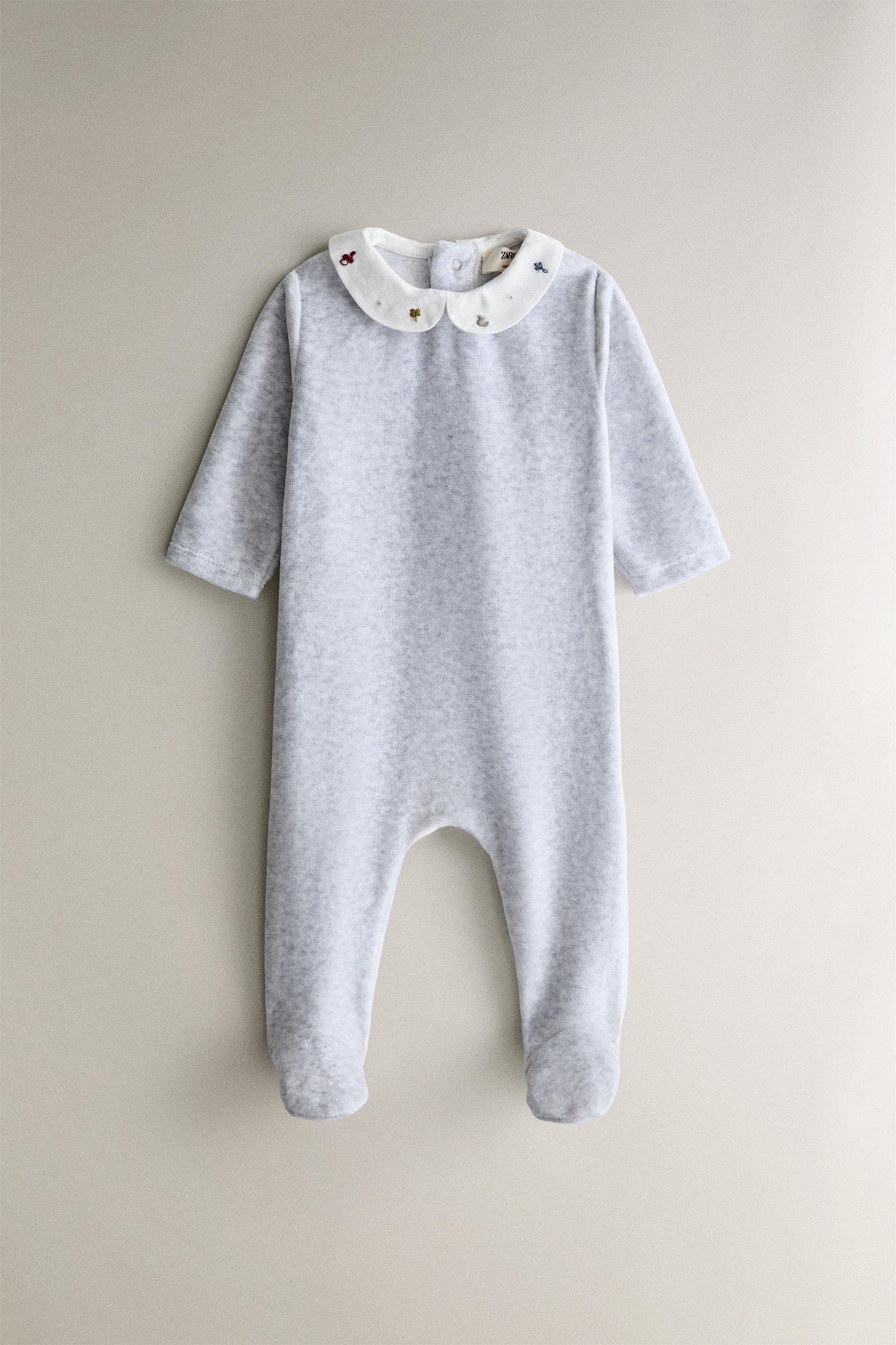 BABY EMBROIDERED INFINITY SCARF FOOTED ROMPER